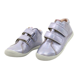 Zapatos de velcro de cuero para niñas 1264 Mazurek holográfico púrpura 1