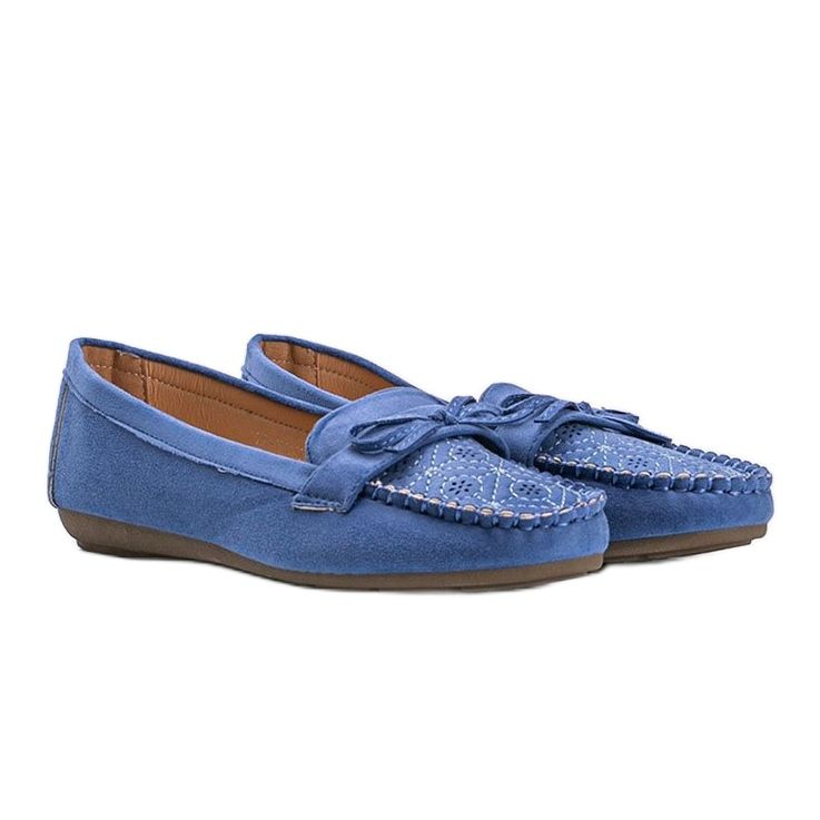 Mocasines azules con estampado Maura calado 1 Mocasines azules con estampado Maura calado 1