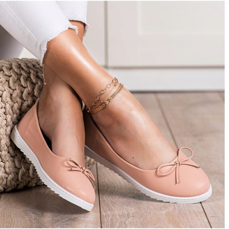 Diamantique Bailarinas de moda con cuero ecológico rosado 1