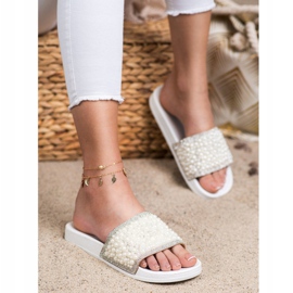 Seastar Pantuflas Elegantes Con Perlas blanco 1