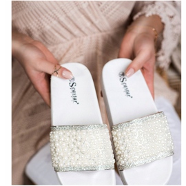 Seastar Pantuflas Elegantes Con Perlas blanco 2