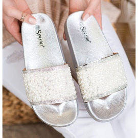 Seastar Pantuflas Elegantes Con Perlas plata 2