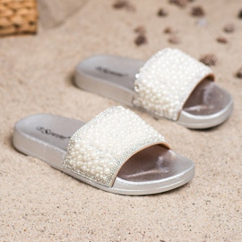 Seastar Pantuflas Elegantes Con Perlas plata 1