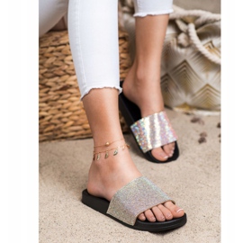 Seastar Pantuflas con Cristales negro plata 2