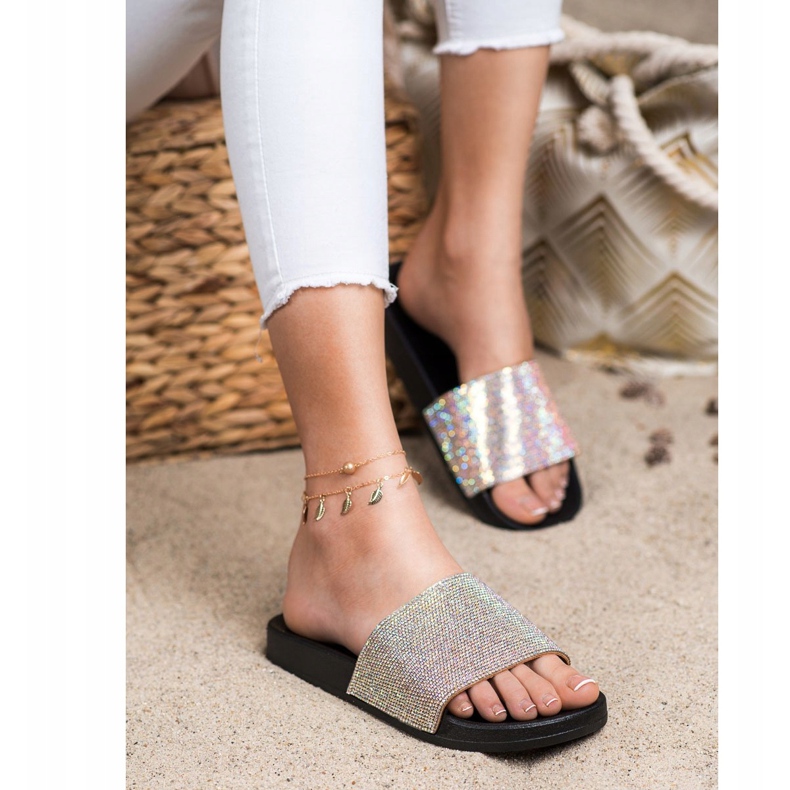 Seastar Pantuflas con Cristales negro plata 2