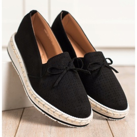 SHELOVET Mocasines calados en la plataforma negro 1