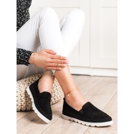 SHELOVET Slipons calados con cristales negro 1