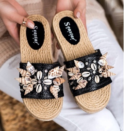 Seastar Zapatillas en la plataforma con conchas negro 1