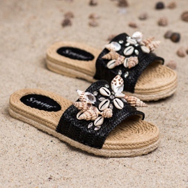 Seastar Zapatillas en la plataforma con conchas negro 2