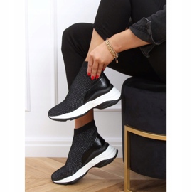 Negro RQ286 Zapatillas deportivas negras con tacón de cuña oculto 1 Negro RQ286 Zapatillas deportivas negras con tacón de cuña oculto 1