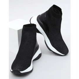 Negro RQ286 Zapatillas deportivas negras con tacón de cuña oculto 3