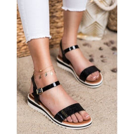 Weide Sandalias casuales barnizadas negro 1
