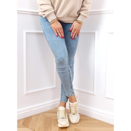 Zapatillas deportivas en cuña oculta beige y dorado RQ288 Beige 2 Zapatillas deportivas en cuña oculta beige y dorado RQ288 Beige 2