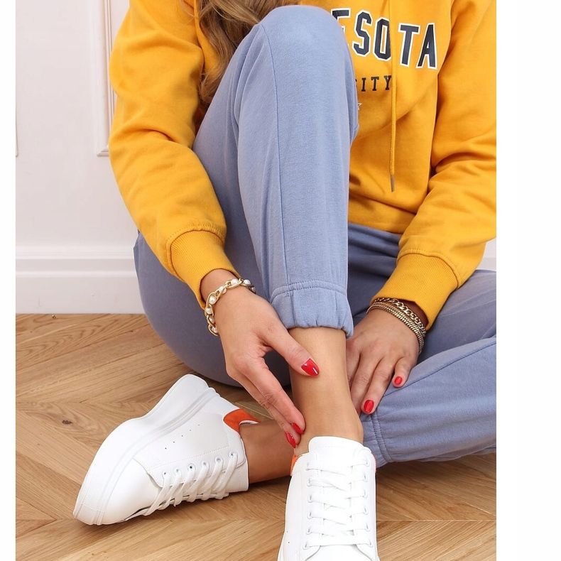 Zapatillas de mujer blancas y naranjas A88-63 Naranja blanco 1