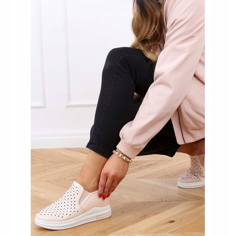 Rosa Zapatillas sin cordones con tacones de cuña HY-251 Rosa rosado 1