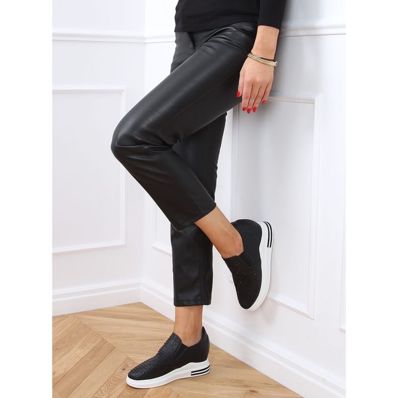 Negro Zapatillas sin cordones con tacones de cuña HY-251 Negro 1