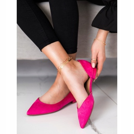 Lovery Bailarinas De Ante Con Recorte rosa 1