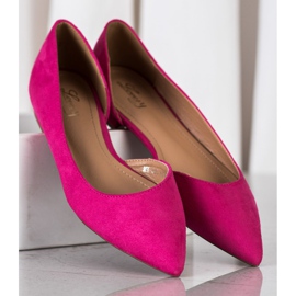 Lovery Bailarinas De Ante Con Recorte rosado 2