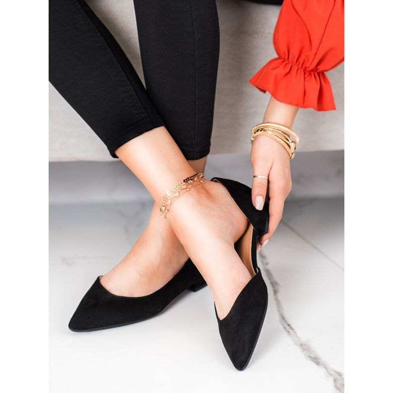 Lovery Bailarinas De Ante Con Recorte negro 1