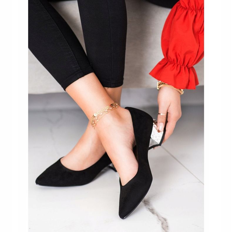 Filippo Zapatos negros con tacón dorado 1