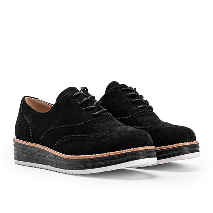 Zapatos de ante negro con suela alta Kenia 1