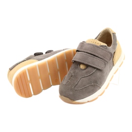 Zapato Casual Piel Niño Mazurek 1362 Velcro marrón amarillo 2