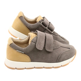 Zapato Casual Piel Niño Mazurek 1362 Velcro marrón amarillo 4