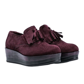 Zapatos brogue de ante granate en la cuña Makenzie rojo 1