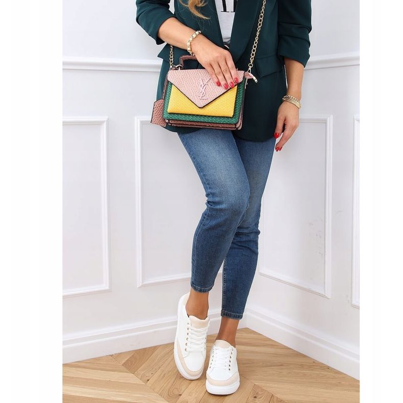 Zapatillas de mujer blancas 6110 Beige blanco 2