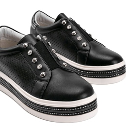Zapatillas negras de Slip On decoradas con circonita Beatriz negro 3