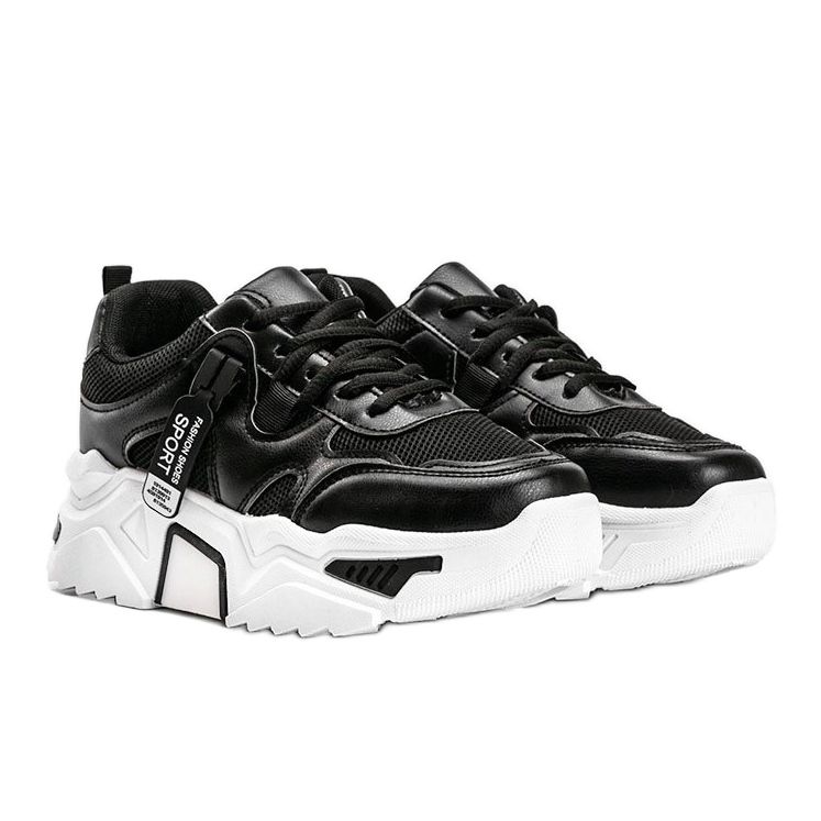 Zapatillas negras con suela Cristina gruesa negro 1