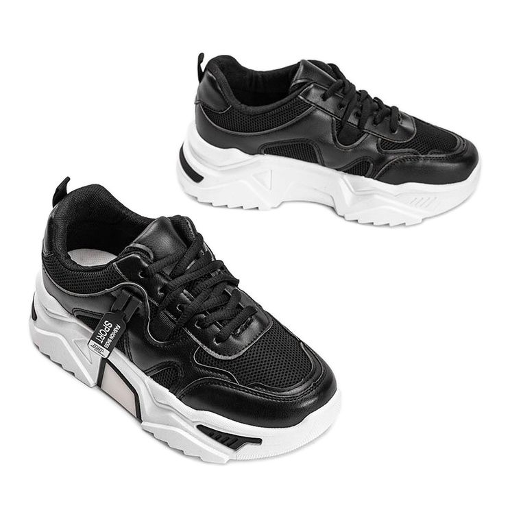 Zapatillas negras con suela Cristina gruesa negro 2