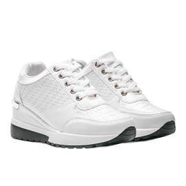 Zapatillas blancas brillantes en la cuña Mara blanco 1