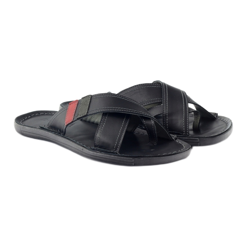 Chanclas hombre piel Badura 2893 negro rojo 4 Chanclas hombre piel Badura 2893 negro rojo 4