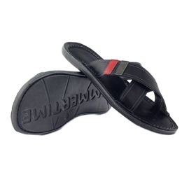 Chanclas hombre piel Badura 2893 negro rojo 3 Chanclas hombre piel Badura 2893 negro rojo 3