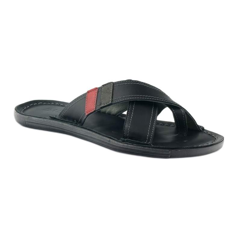 Chanclas hombre piel Badura 2893 negro rojo 1 Chanclas hombre piel Badura 2893 negro rojo 1