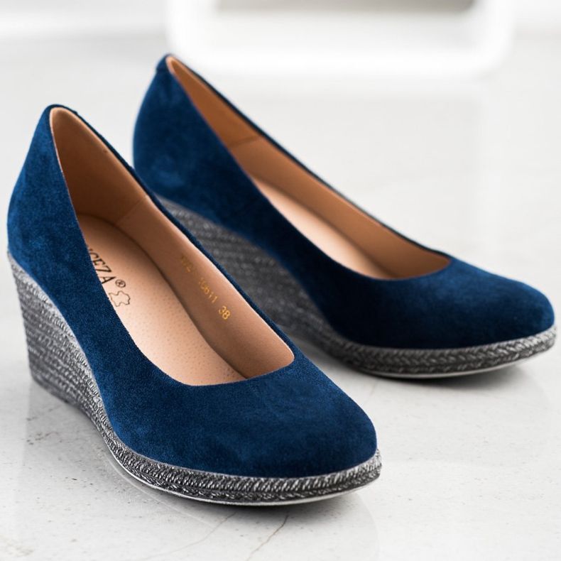 Salones VINCEZA de ante azul 1