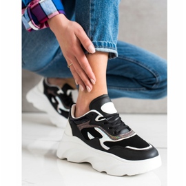SHELOVET Zapatillas de moda blanco negro 1