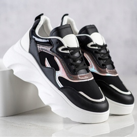 SHELOVET Zapatillas de moda blanco negro 3