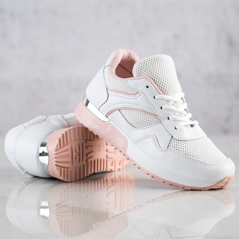 SHELOVET Zapatillas con estilo para la primavera blanco rosa 1