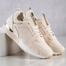 SHELOVET Zapatillas de ante beige 3