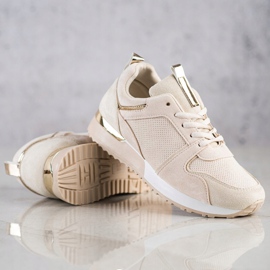 SHELOVET Zapatillas de ante beige 4