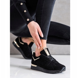 SHELOVET Zapatillas de ante negras negro 3