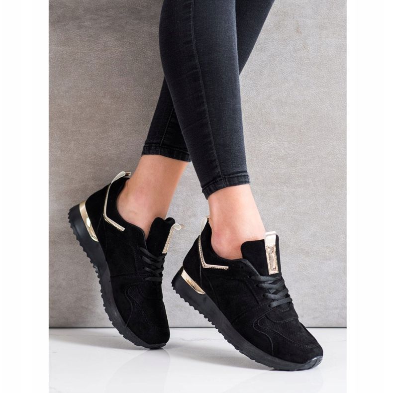 SHELOVET Zapatillas de ante negras negro 2