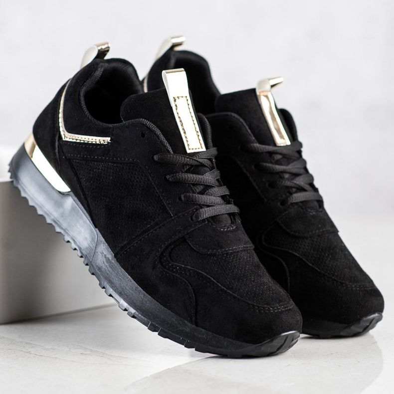 SHELOVET Zapatillas de ante negras negro 1