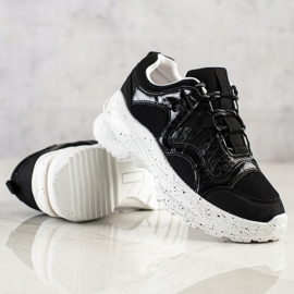 SHELOVET Zapatillas con plataforma decorativa negro 4