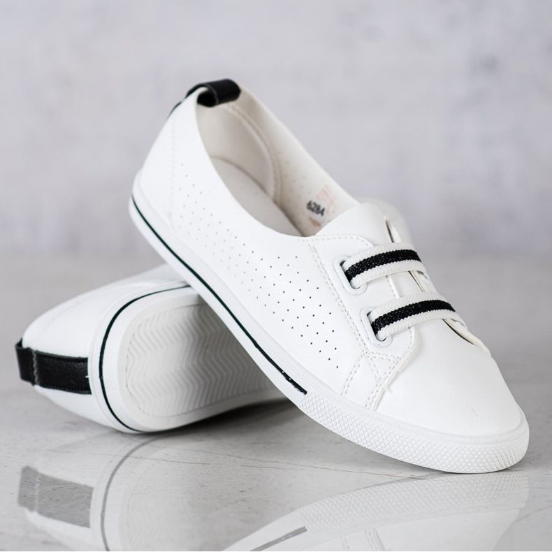 SHELOVET Zapatillas bajas sin cordones blanco 1