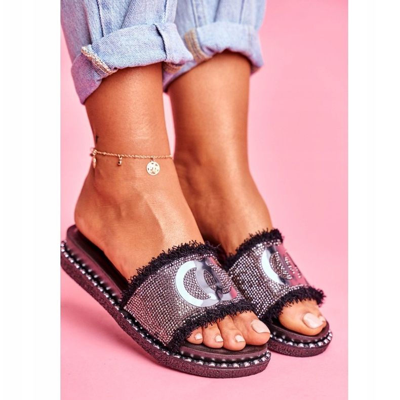 PS1 Chanclas con cristales en la plataforma Black Candy Man negro 2 PS1 Chanclas con cristales en la plataforma Black Candy Man negro 2