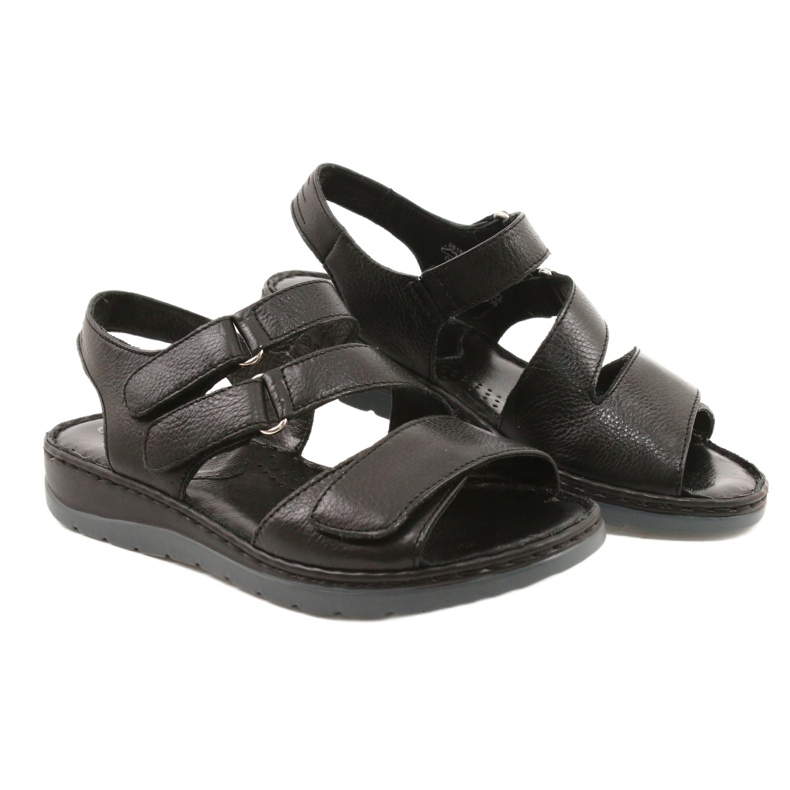 Cómodas sandalias de piel con velcro Caprice 28152-26 negro 4