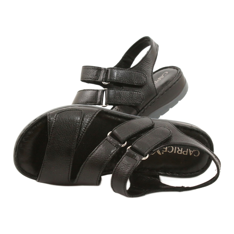 Cómodas sandalias de piel con velcro Caprice 28152-26 negro 3